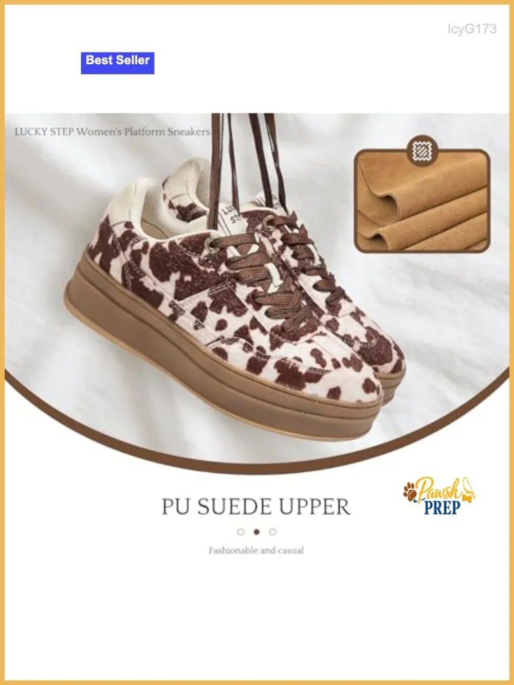 Women's Platform Sneakers Fashion Retro Casual Comfortable Suede Leather TPR